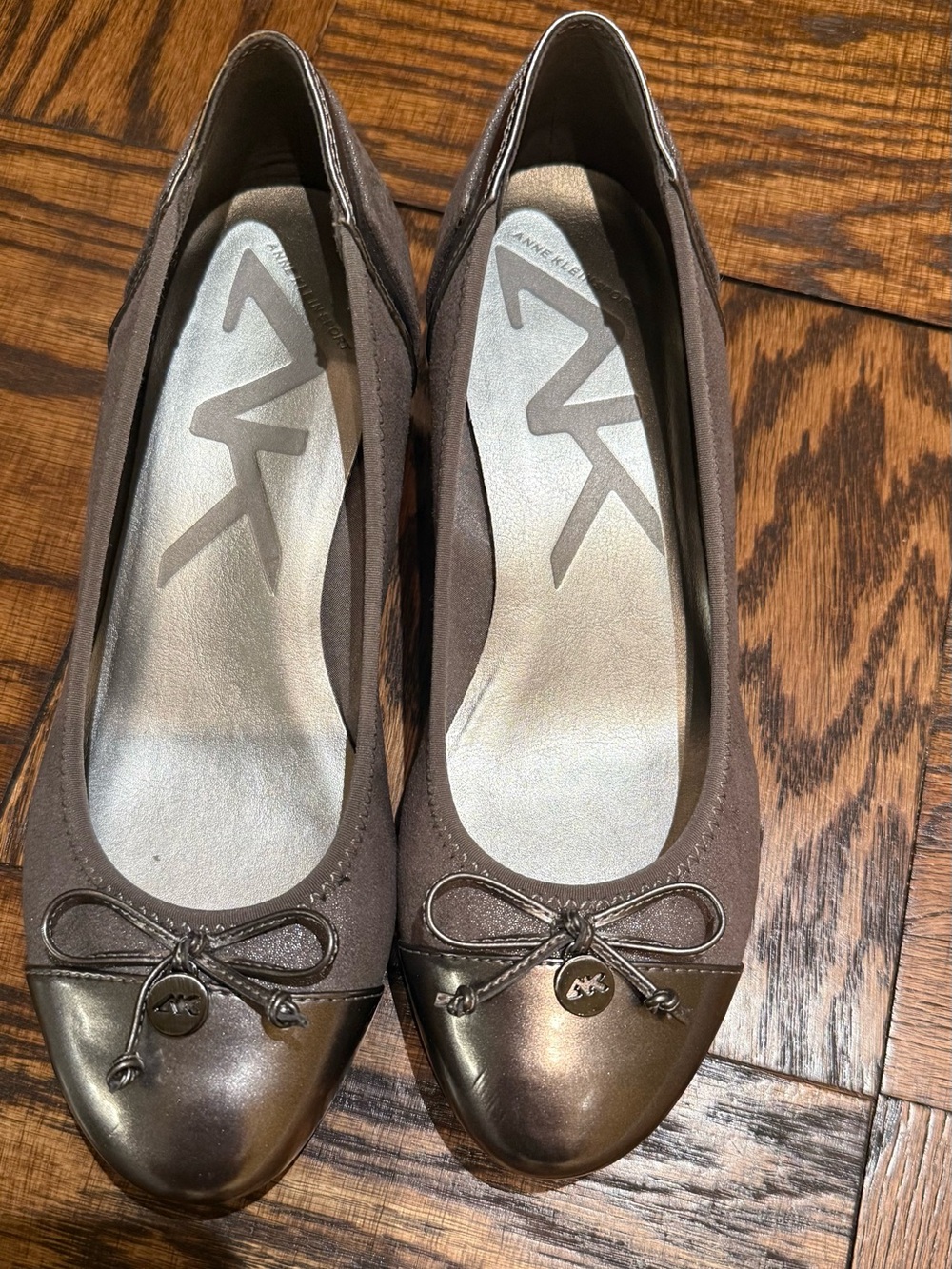 Anne Klein Metallic Bronze Toe Ballet Flats